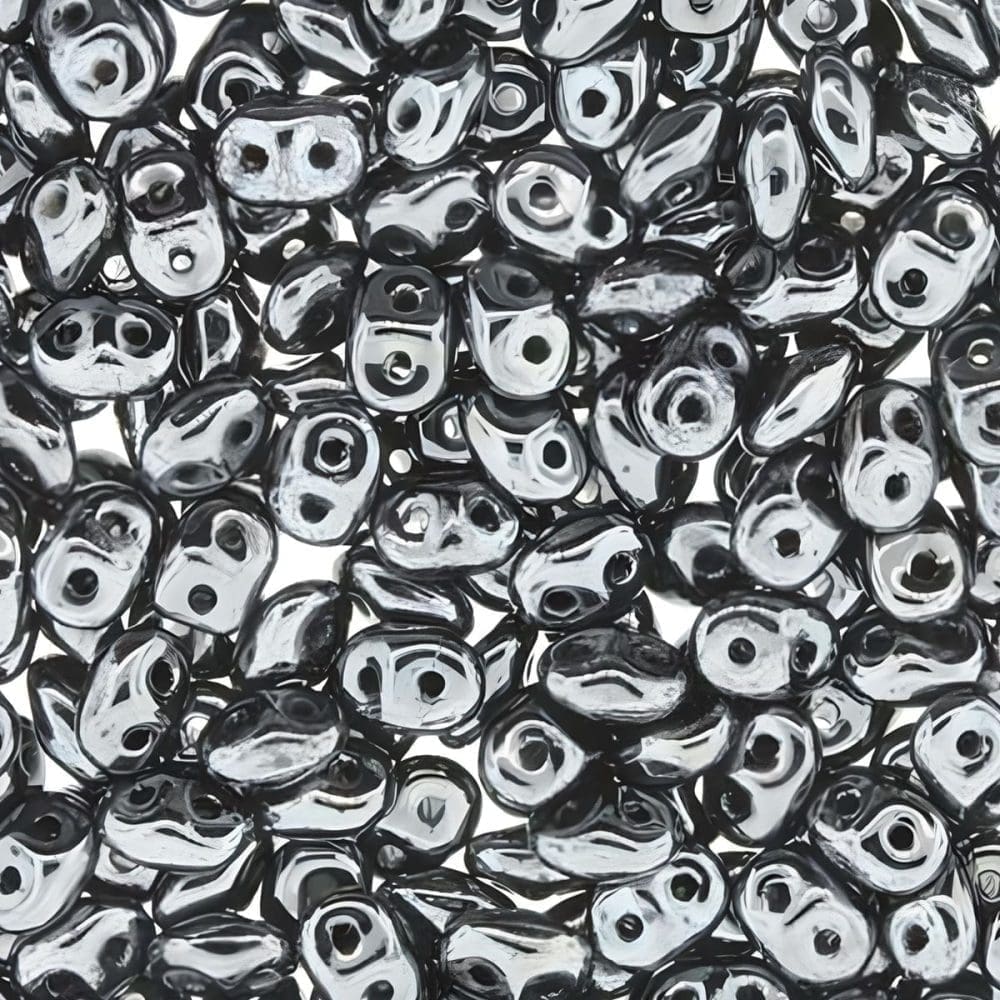 SuperDuo Beads Two-hole 5x2.5mm Jet Hematite 22.5GM