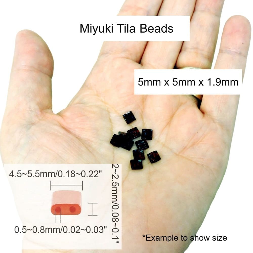 Miyuki Tila Beads 5mm 2-hole Square Matte Orange AB 7.2GM - Image 3