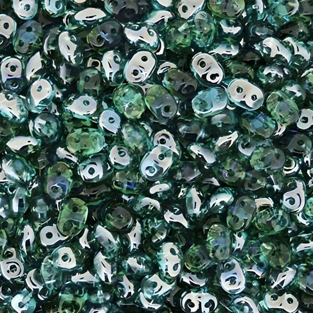 SuperDuo Beads Two-hole 5x2.5mm Aqua Celsian 22.5GM - Image 2