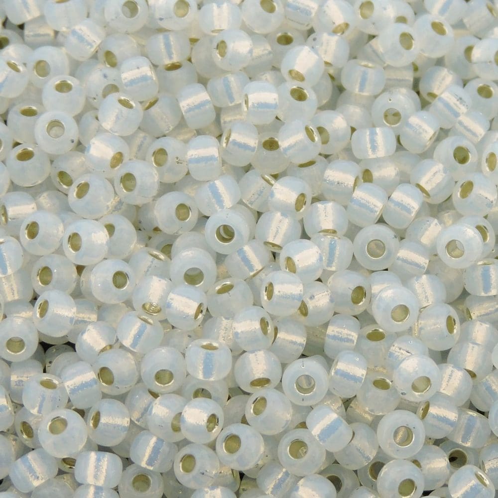 Miyuki Round Seed Beads Size 8/0 Gilt Lined White Opal 22GM