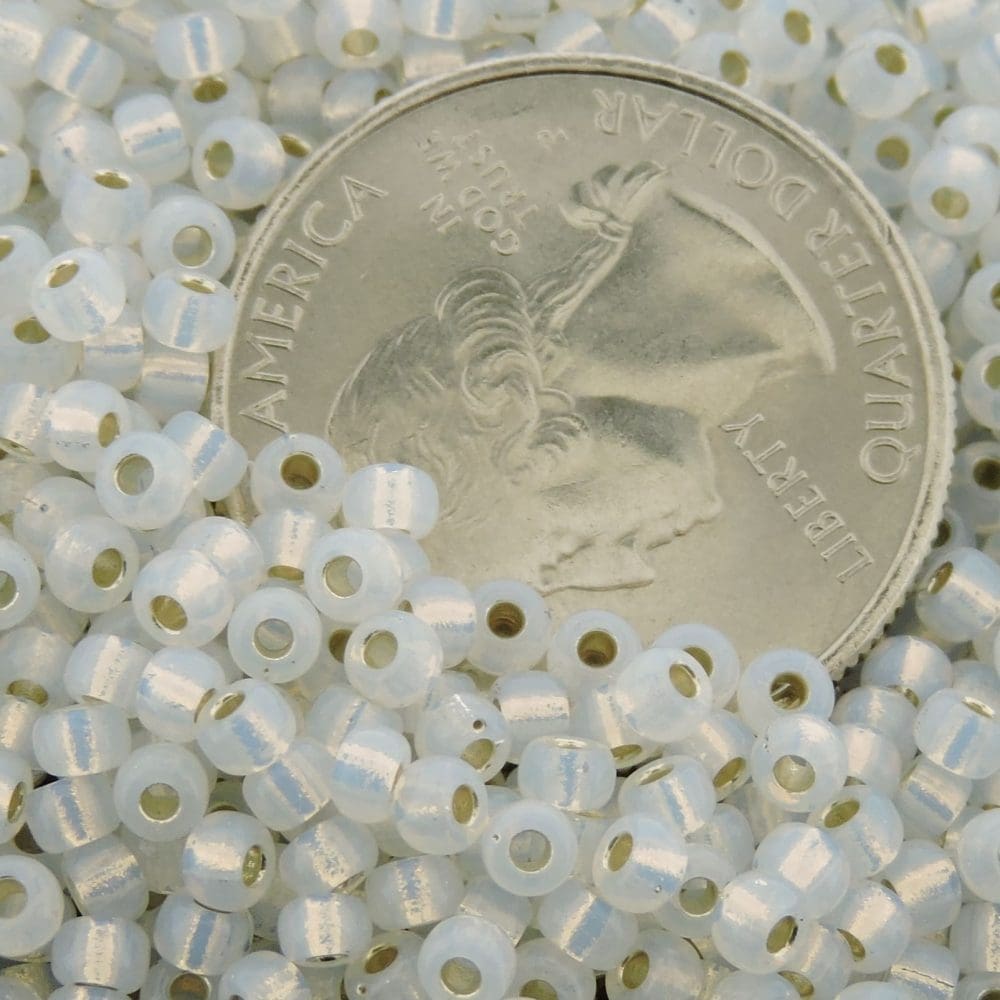 Miyuki Round Seed Beads Size 8/0 Gilt Lined White Opal 22GM - Image 2