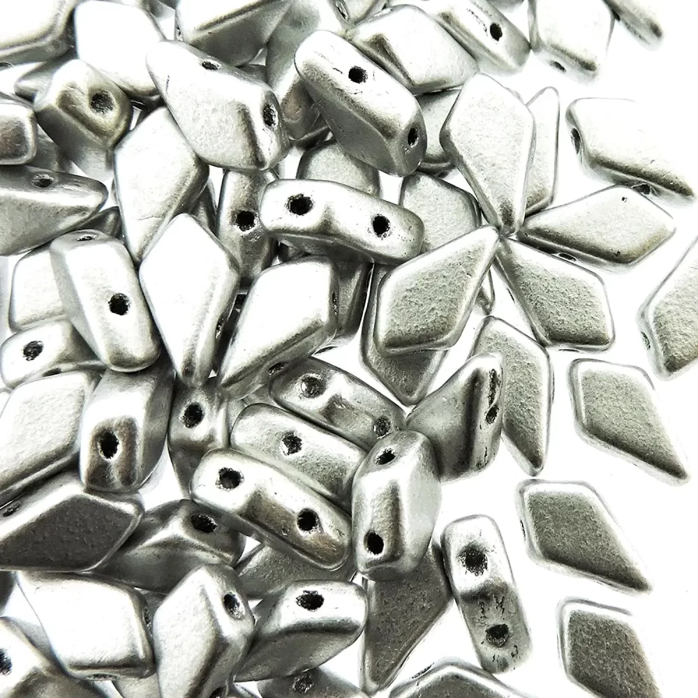 Kite Beads 2-Hole 9x5mm 9GM - Aluminum Silver - Image 2