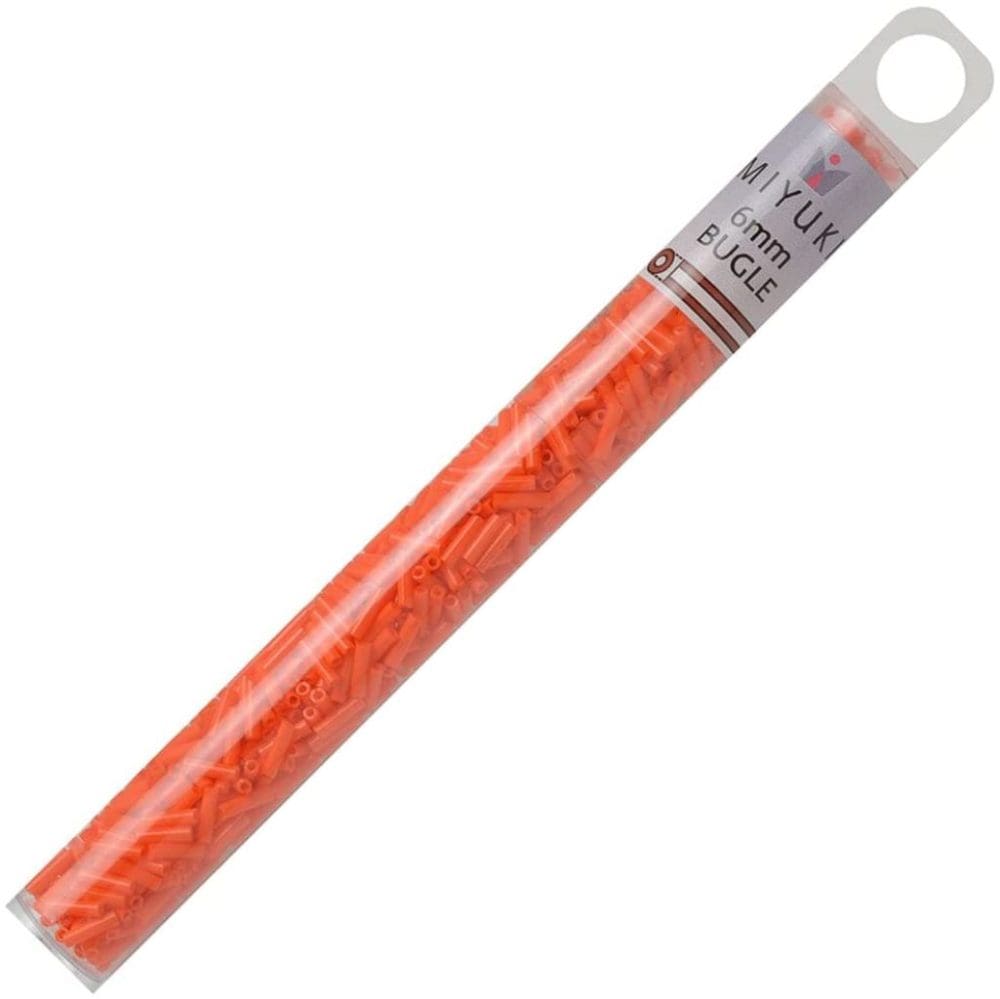 Miyuki Bugle Beads Size #2, 6mm, 17GM Opaque Orange - Image 2
