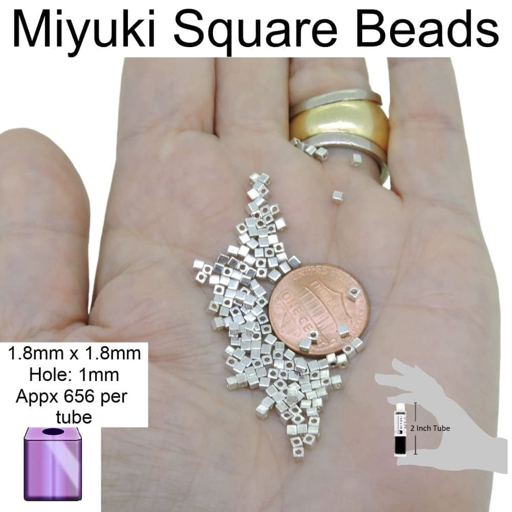 Miyuki Square Seed Beads 1.8mm, White Pearl AB 8.2GM - Image 2