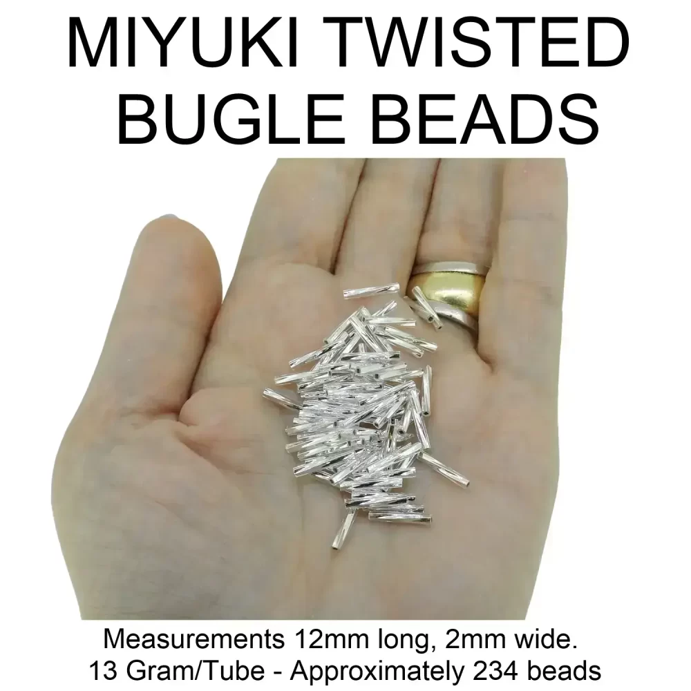 Miyuki Twisted Bugle Beads, 2x12mm, 13GM Silver Lined Dark Topaz - Image 2