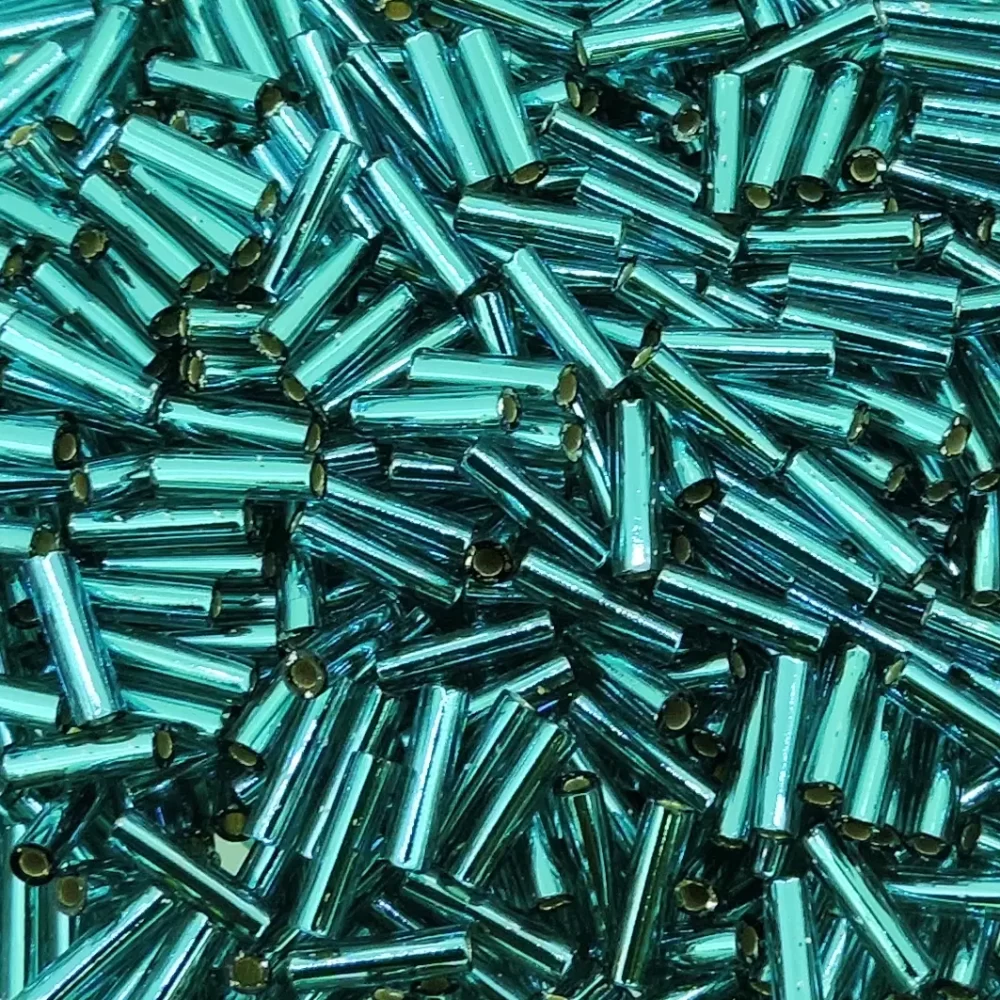 Miyuki Bugle Beads Size #2, 6mm, 17GM Silver Lined Teal