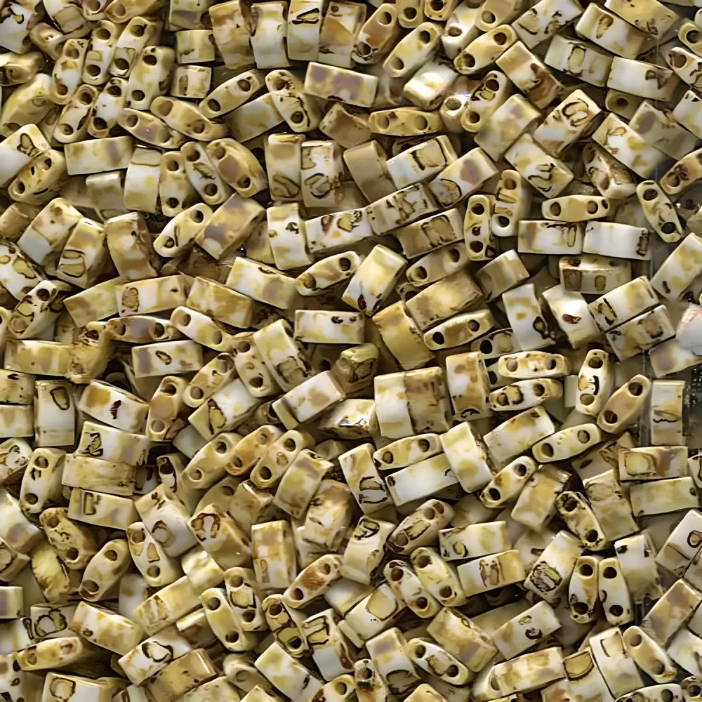 Miyuki Half Tila Beads 2.3 x 5mm 7.8GM Picasso Opaque Canary - Image 4