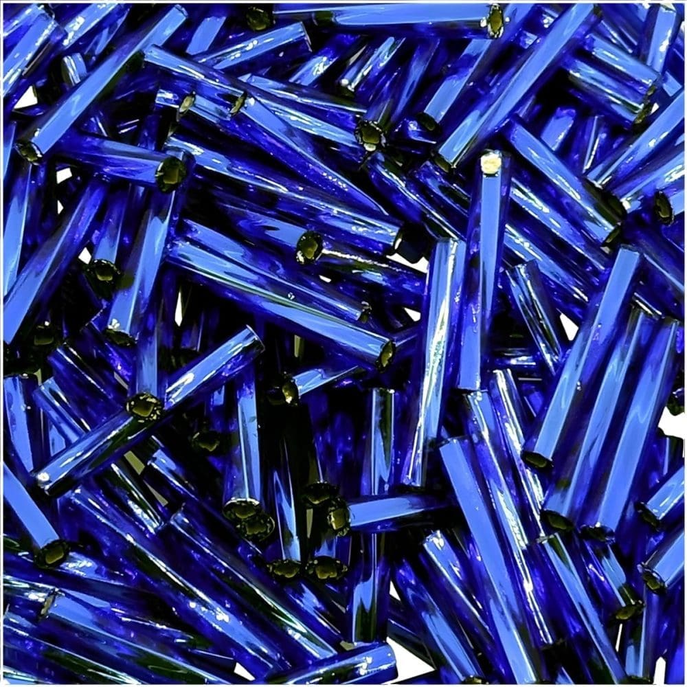 Miyuki Twisted Bugle Beads 2x12mm Silver Lined Cobalt Blue 13GM