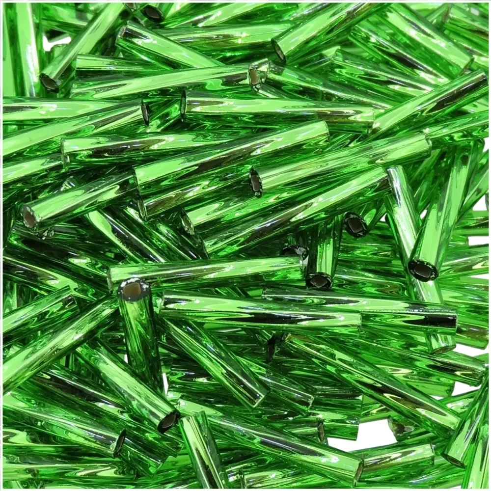 Miyuki Twisted Bugle Beads, 2x12mm, 13GM Silver Lined Kelly Green