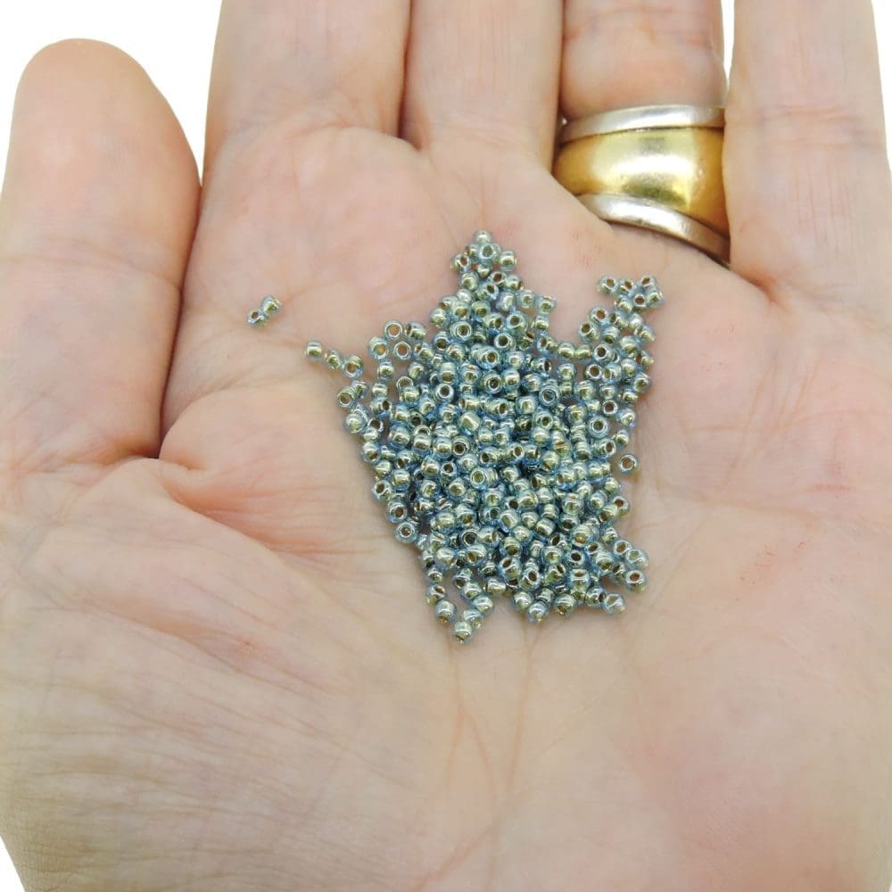 Toho Seed Beads Round Size 11/0 28GM Gold Lined Aqua 11-990 - Image 3