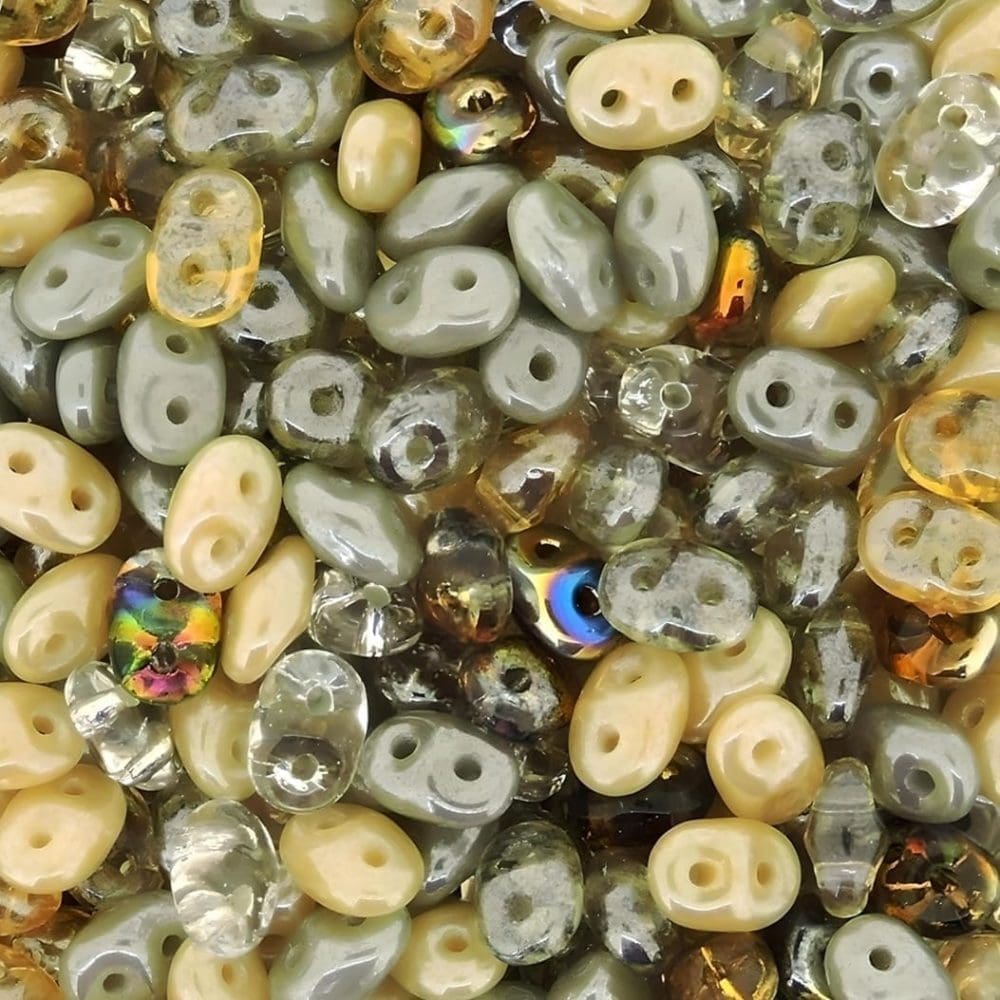 SuperDuo Beads Two-hole 5x2.5mm Moonstone Mix 22.5GM