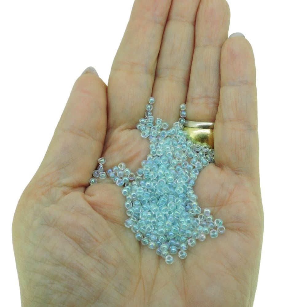 Miyuki Round Seed Beads Size 8/0 Glazier Blue Crystal AB Bulk 50GM 8-269 - Image 6