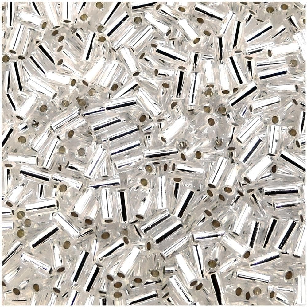 Miyuki Bugle Beads Size #1, 3mm BULK 50GM Silver Lined Crystal