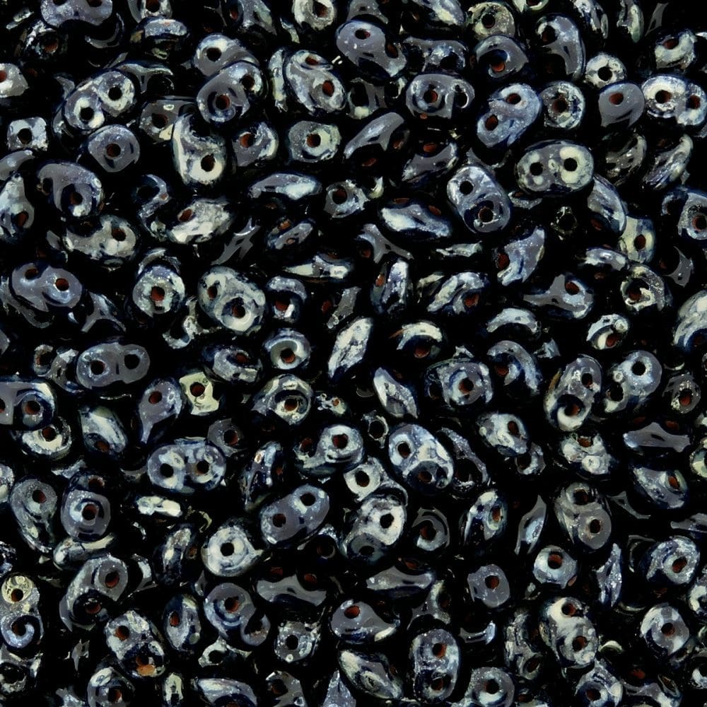 SuperDuo Beads Two-hole 5x2.5mm Opaque Blue Picasso 22.5GM - Image 3