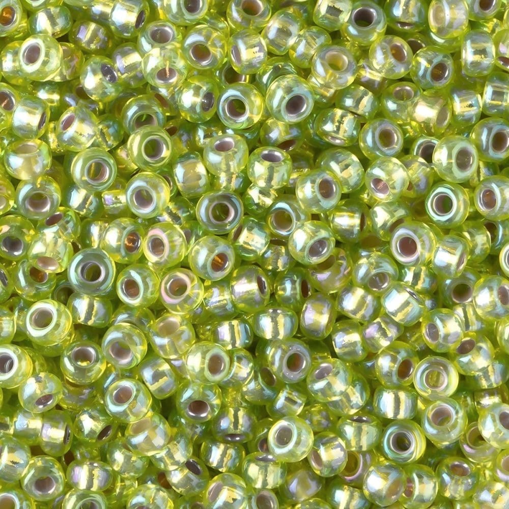 Miyuki Round Seed Beads Size 11/0 Silver Lined Chartreuse Green AB 24GM