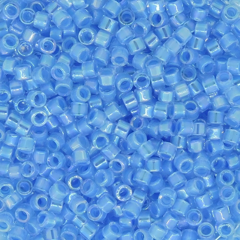 DB076 Miyuki Delica Seed Beads 11/0 Light Blue Lined Crystal AB 7GM - Image 3