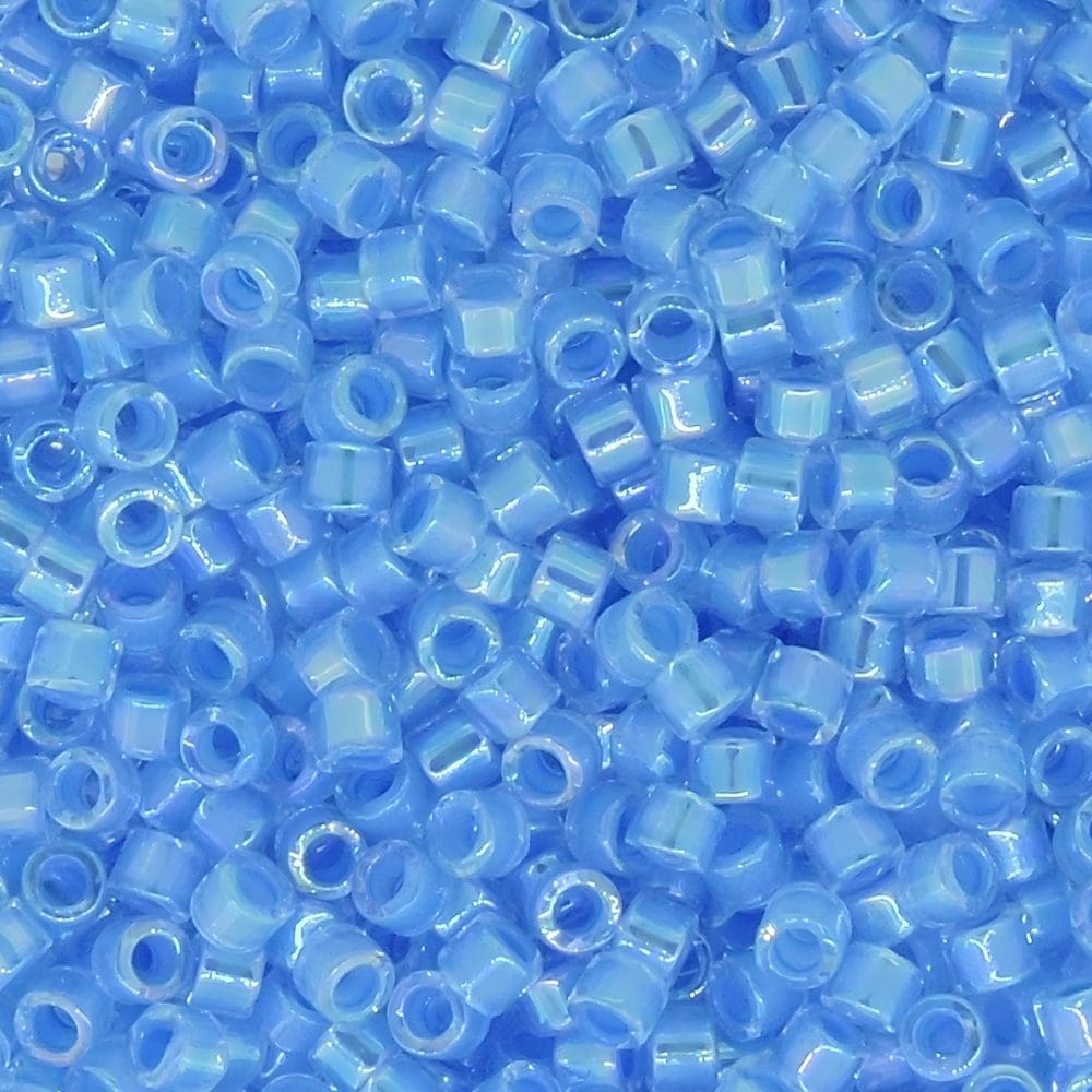 DB076 Miyuki Delica Seed Beads 11/0 Light Blue Lined Crystal AB 7GM