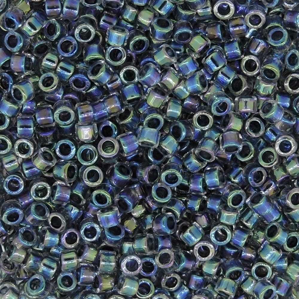DB086 Miyuki Delica Seed Beads 11/0 Noir Blue Lined Crystal AB 7GM - Image 3