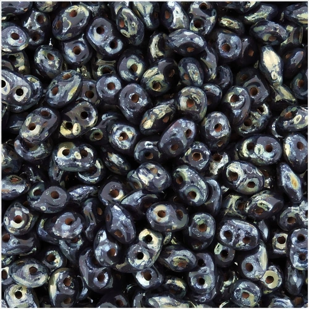 SuperDuo Beads Two-hole 5x2.5mm Opaque Blue Picasso 22.5GM