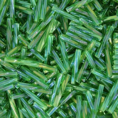 Miyuki Twisted Bugle Beads, 2x12mm, 13GM Transparent Green AB