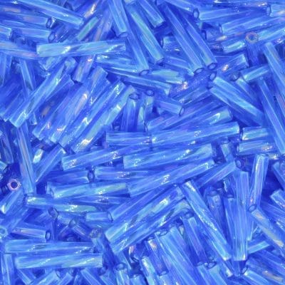 Miyuki Twisted Bugle Beads, 2x12mm, 13GM Transparent Sapphire Blue AB