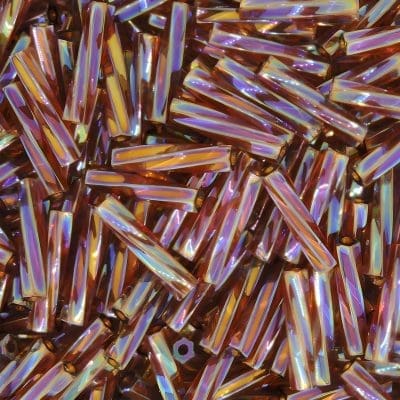 Miyuki Twisted Bugle Beads 2.7mm x 12mm, 16GM Transparent Amber AB