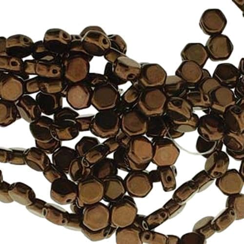 Czech Glass Honeycomb Beads 2-Hole 6mm 30 Pcs Jet Bronze