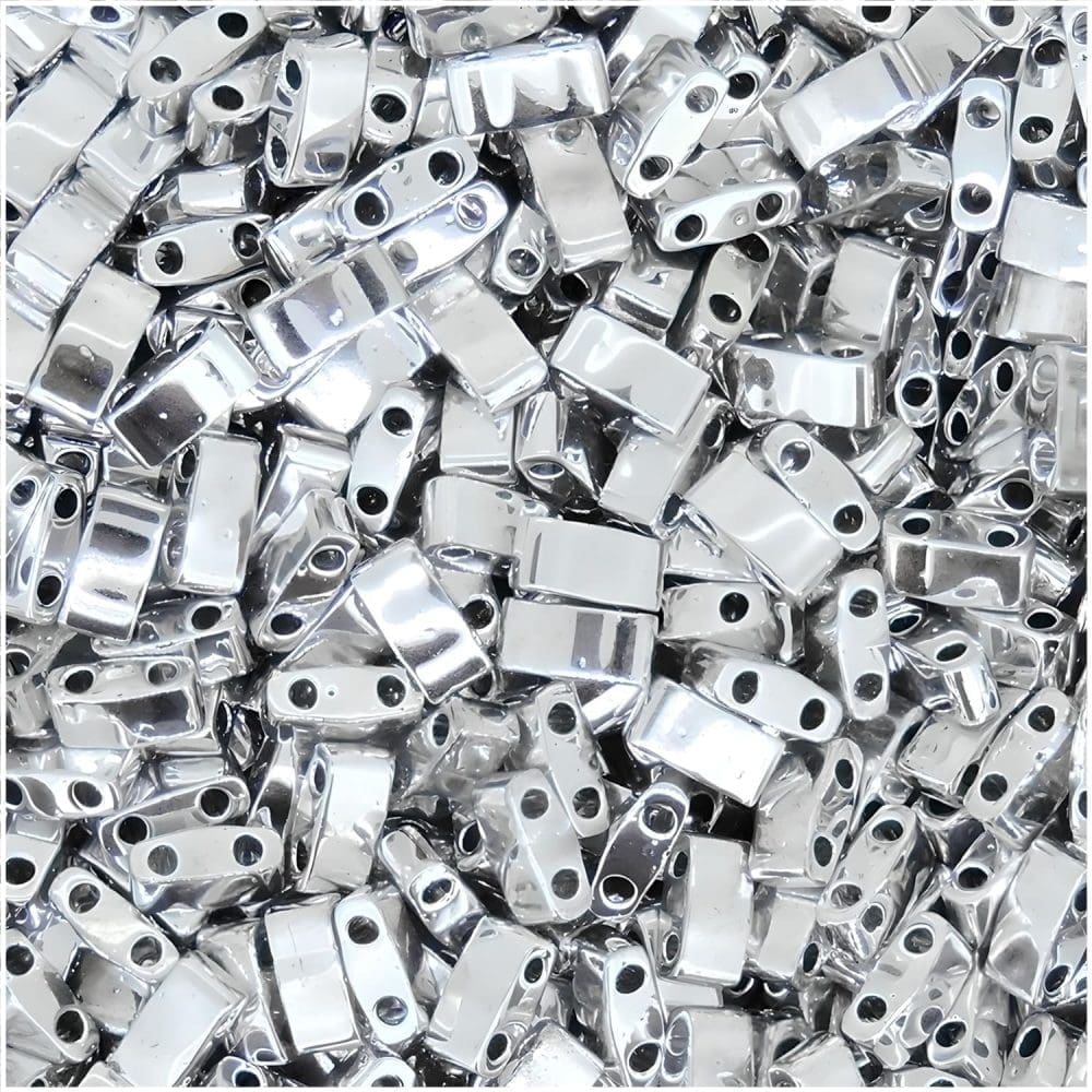 Miyuki Half Tila Beads 2.3 x 5mm 7.8GM Full Labrador Silver