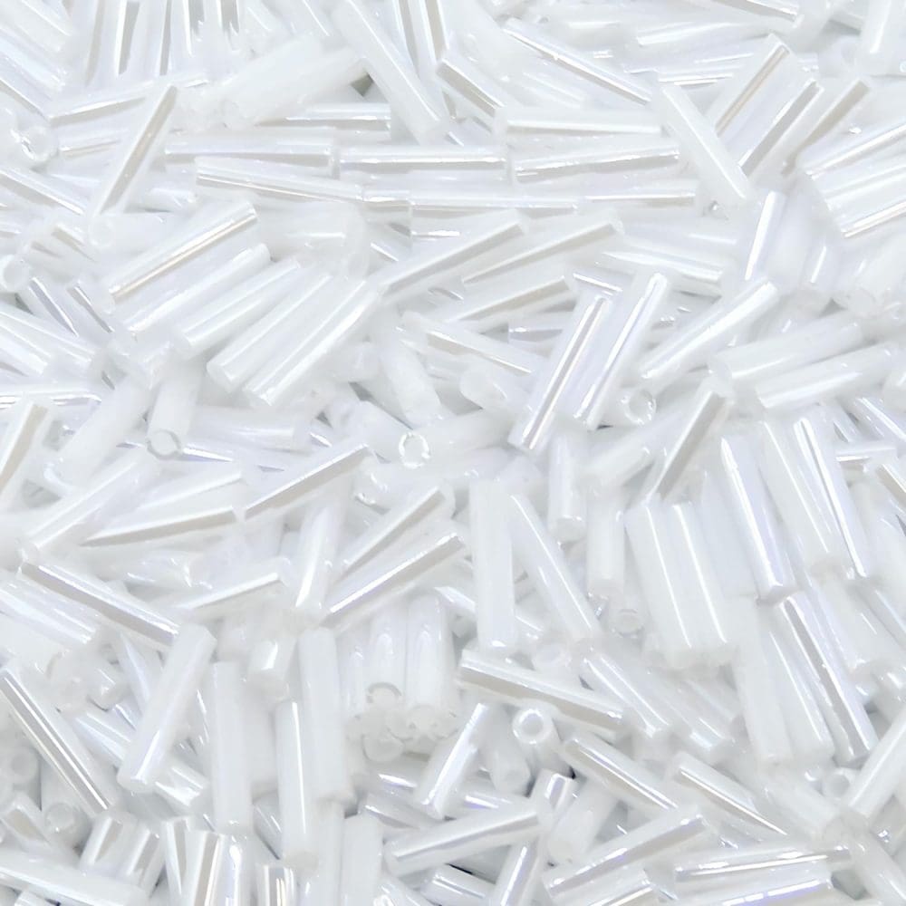 Miyuki Slender Bugle Beads 6mm x 1.3mm 13GM White Pearl