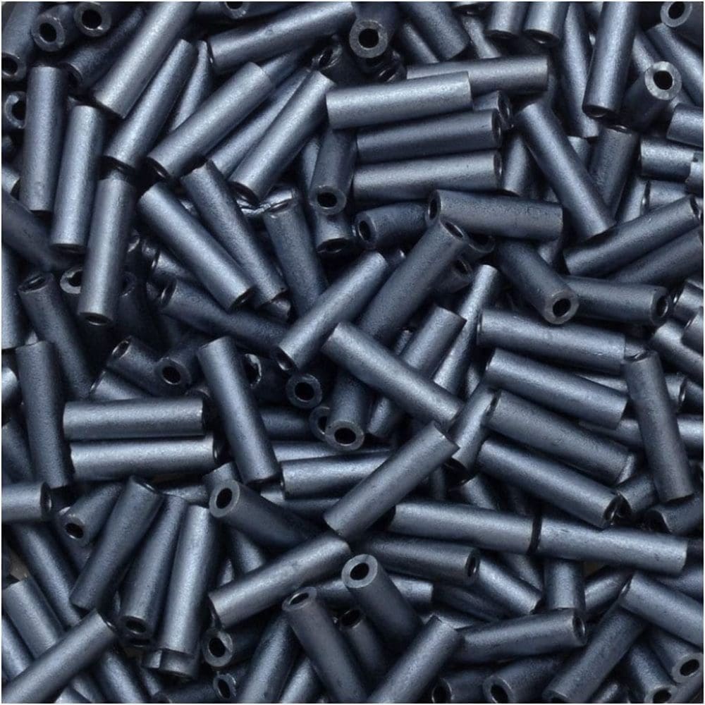 Miyuki Bugle Beads Size #2, 6mm, 17GM Matte Gunmetal