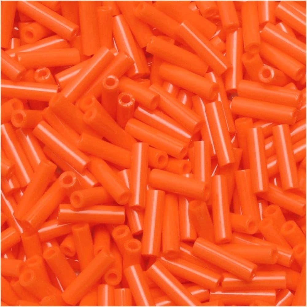 Miyuki Bugle Beads Size #2, 6mm, 17GM Opaque Orange